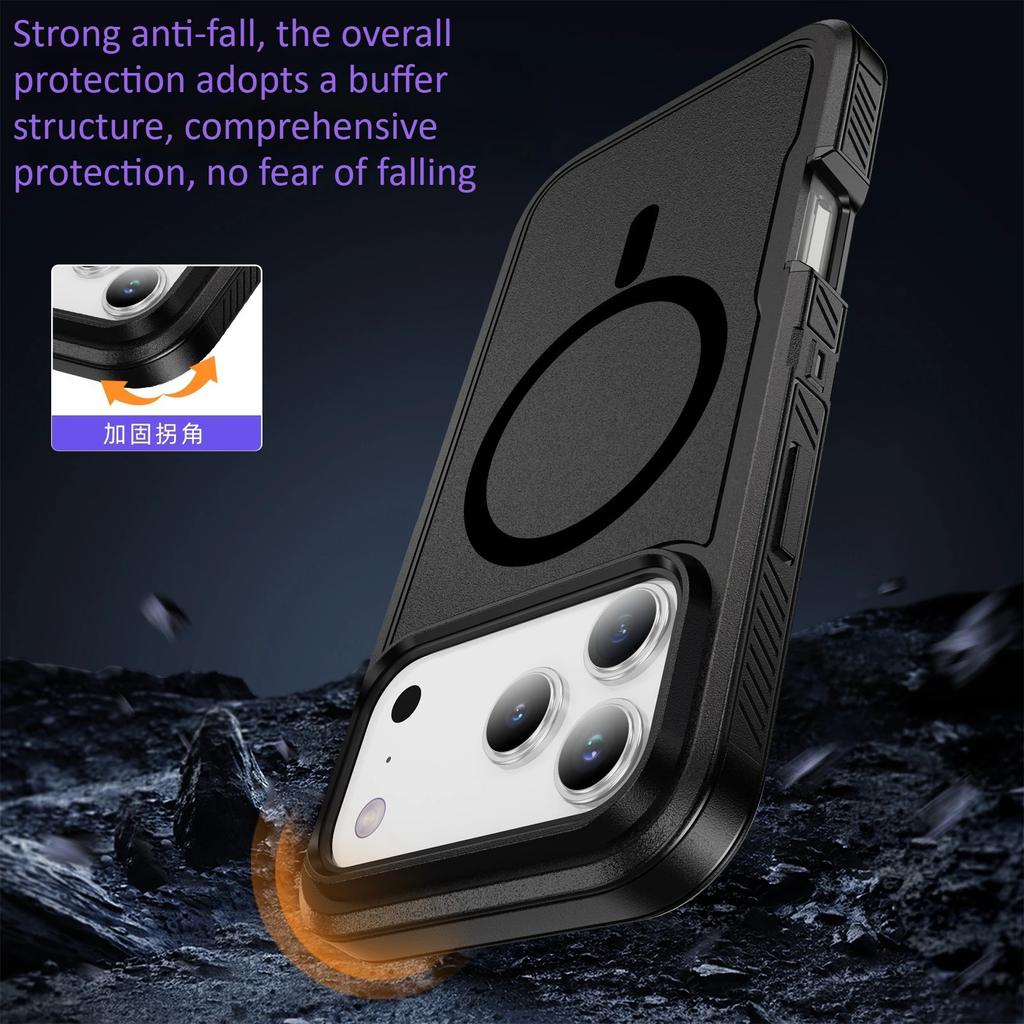 Military Heavy Duty Ott Armor Box Rugged Phone Case for IPhone 17Pro Max 16 15 14 13 Enhanced Anti-Drop Magnetic Charge Cover