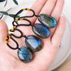 Natural Blue Labradorite Healing Crystal Pendant Necklace Gemstone Jewelry For Spiritual Balance Meditation