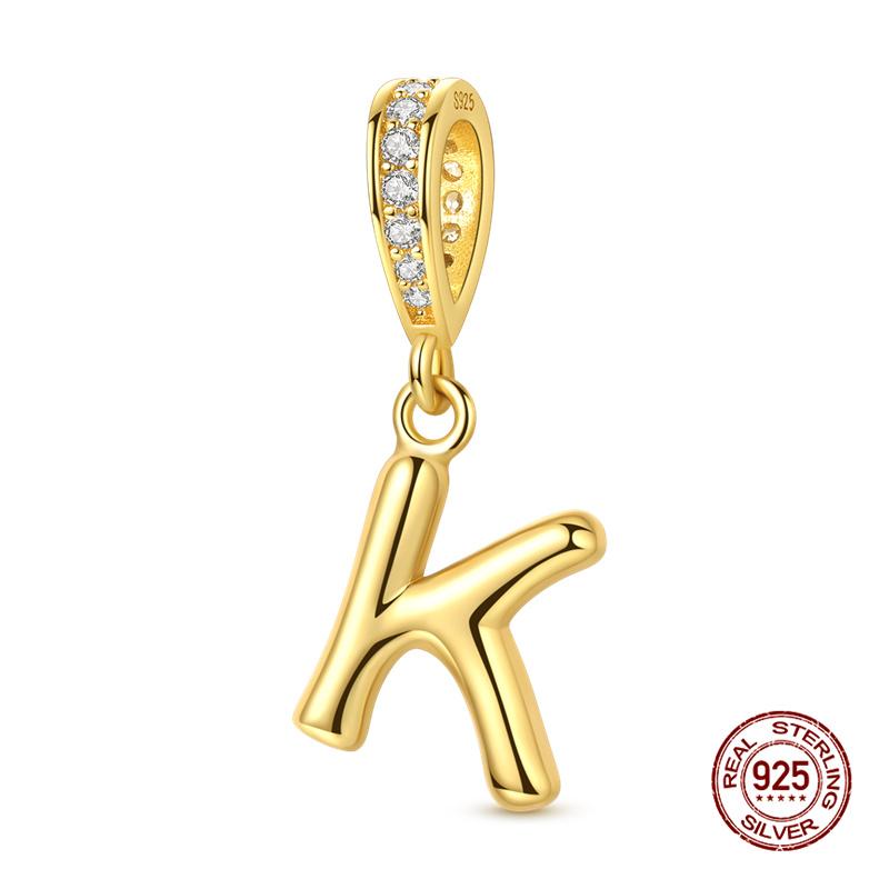 New In Original Charms Copper 26 Golden Letters A-Z Charm Bead Fit 3Mm Original Bracelet For Womens Diy Fashion Jewelry Gift