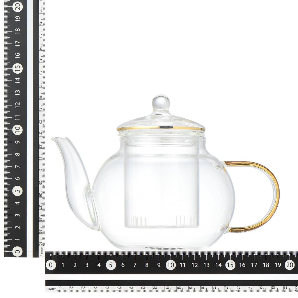 Francfranc Clear Glass Teapot, Gold