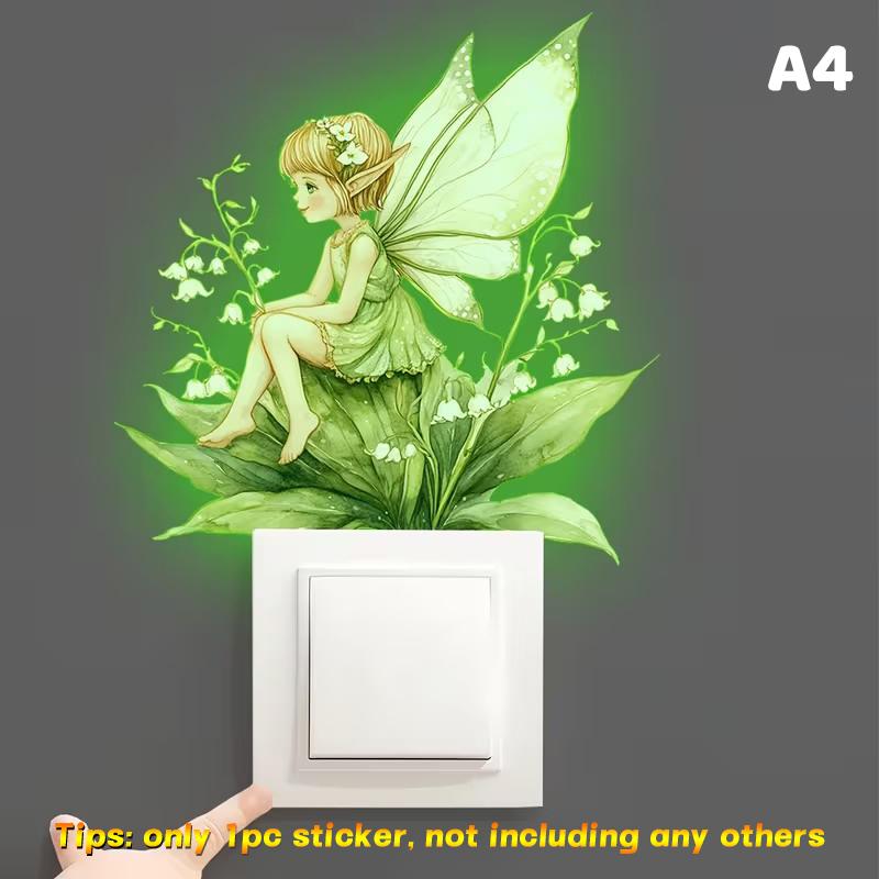 Glow-In-The-Dark Self-Adhesive Switch Sticker Removable Wall Decal for Bedroom Living Room Home Decor Night Light Switch Marker