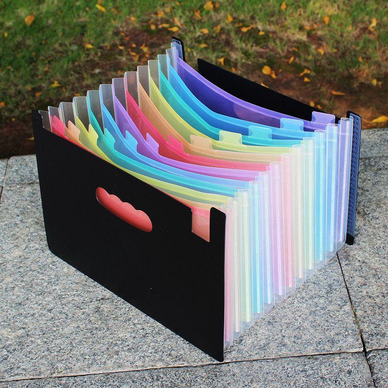 Retractable File Holder Vertical Satchel Folder A4 Paper Test Paper Classification Multi-Layered Material Desktop Storage Storage Clip