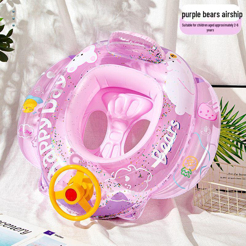 Cartoon Steering Wheel Baby Swimming Seat Ring: Anti-Rollover Underarm Float for Infants and Toddlers
