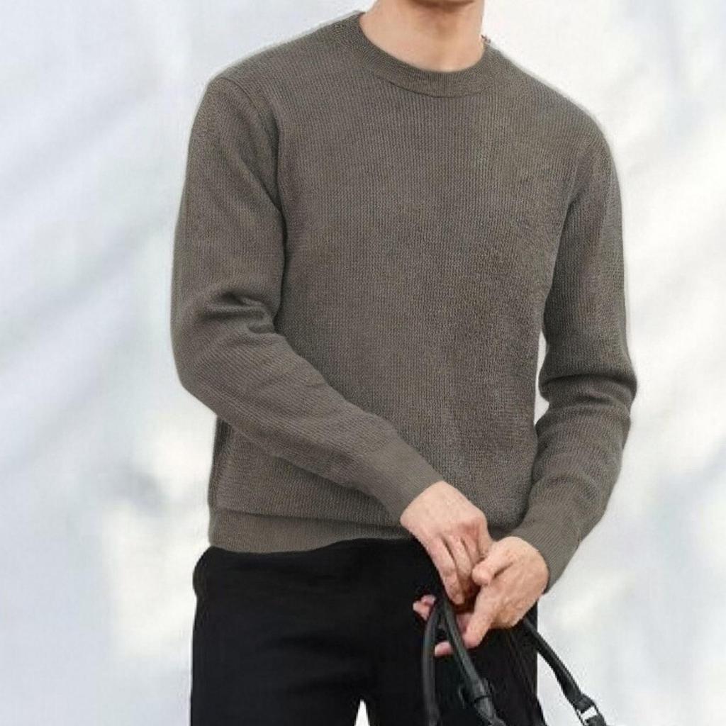 Old Money Style Men's Round Neck Long Sleeve Knit Sweater - Autumn/Winter Casual High-End Feel