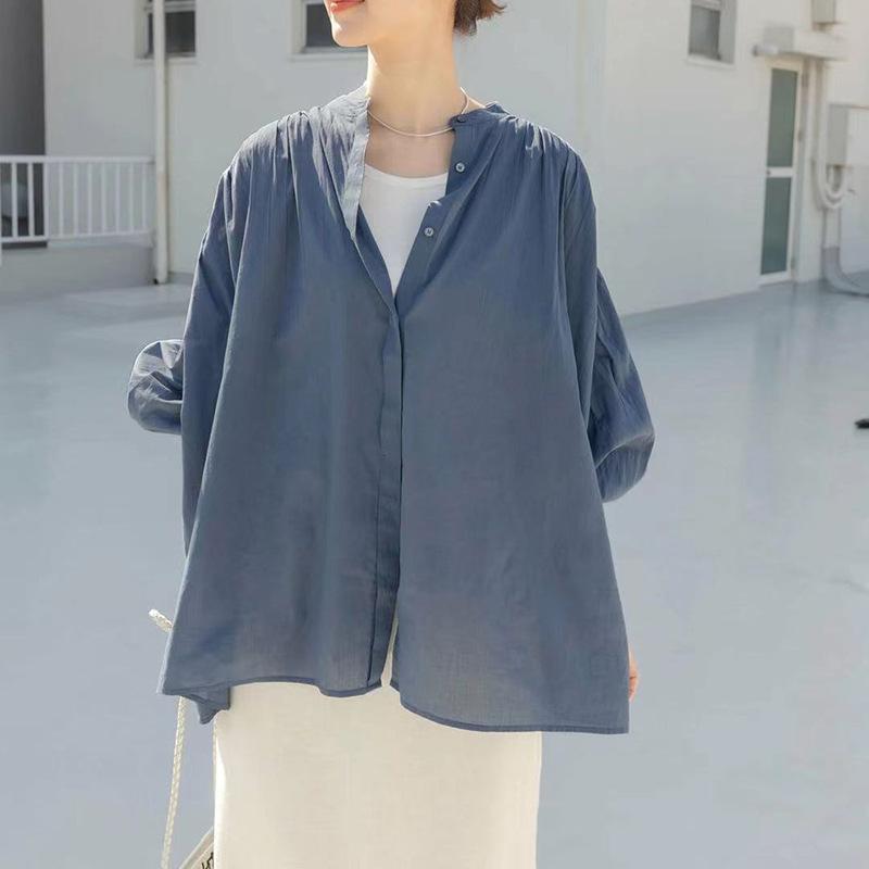 Summer Sweet Women's Sunscreen Shirt Mid-length Rotary Sleeve Solid Color Loose Cotton Women's Shirt
