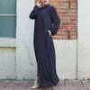 2024 Arabian Style Loose Dress: Muslim Women's Stand Collar Zipper Cardigan with Pockets