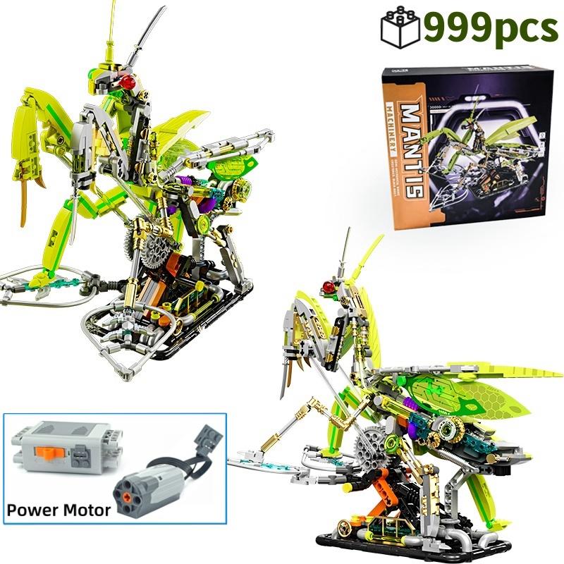 MOC Creative Mechanical Mantis Building Blocks Set Insect Power Moto Model Kit DIY Assembly Bricks Toys Kids Birthday Gift