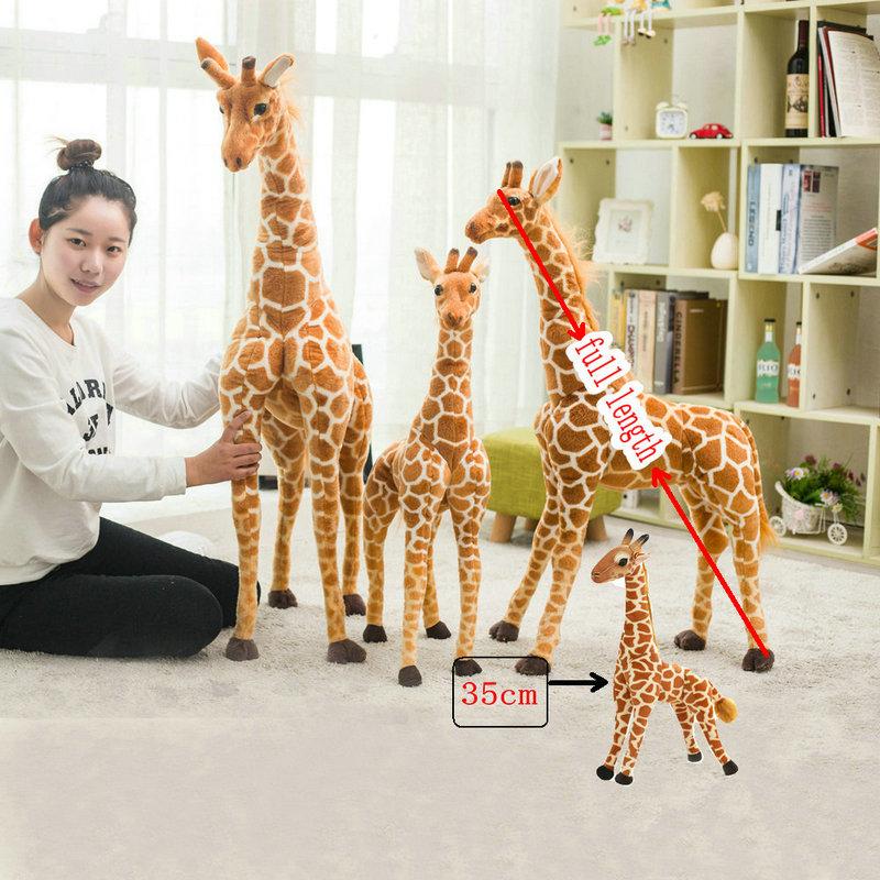 New 50-120cm Giant Real Life Giraffe Plush Toys Cute Stuffed Deer Dolls Soft Animal Pillow Cushion Birthday Gift Boy Girl