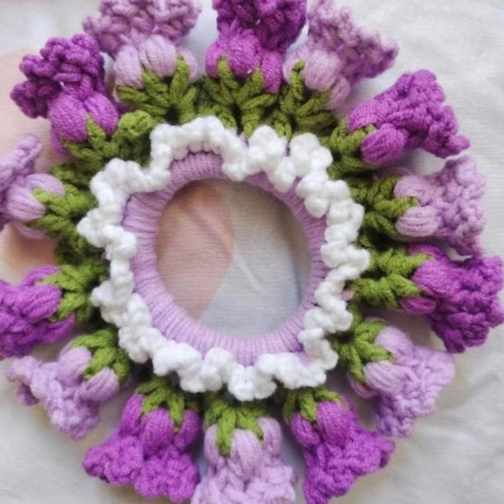 Handmade Knitted Hair Rope Flores Convallariae Sweet Hair Tie Crocheted Flower Scrunchies Women