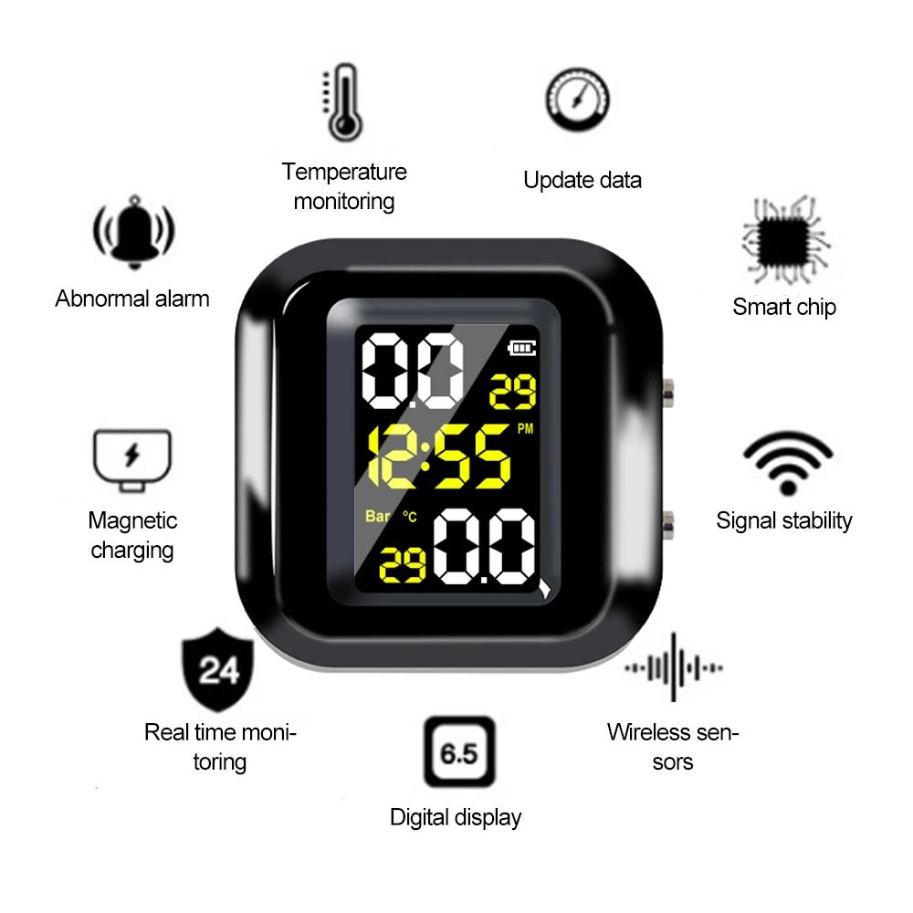 Wireless LCD Display Motorcycle TPMS Tyre Temperature Tester with 2 External Sensor Motorcycle Wireless Tire Pressure Detector