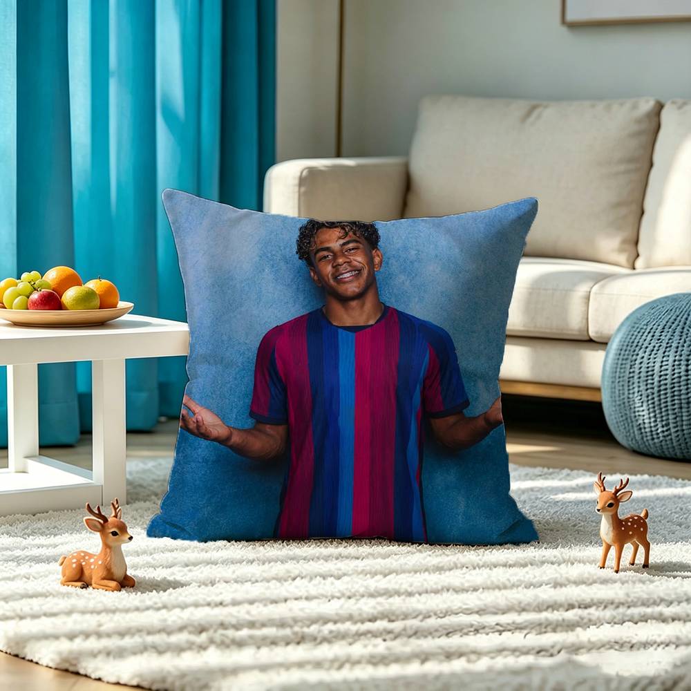 F-Football star L-Lamine Yamal Square Double-Sided printed Pillow Case Bedroom Bedside Pillow Sofa Cushion Cover
