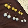 Retro Metal Temperament Earrings Fashion High Sense Matte Brushed Ball Earrings Women
