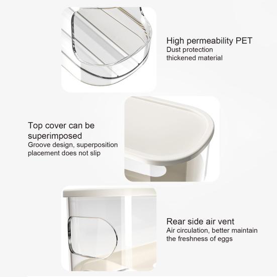 Chladnička přihrádka na vejce Velkokapacitní dvouvrstvá průhledná konstrukce Automatický posuvný držák na vejce