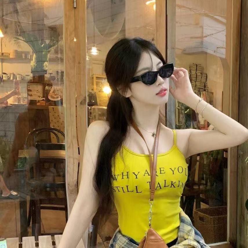 

Summer 2026 Student Outfit: Plaid Long-Sleeve Shirt, Camisole & Denim Shorts Set S (Recommended 70-80 jin)
