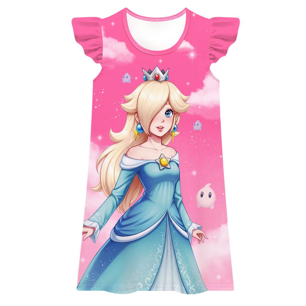 83073 Kids Girls Princess Rosalina Printed Anime Dress 100cm розы красного