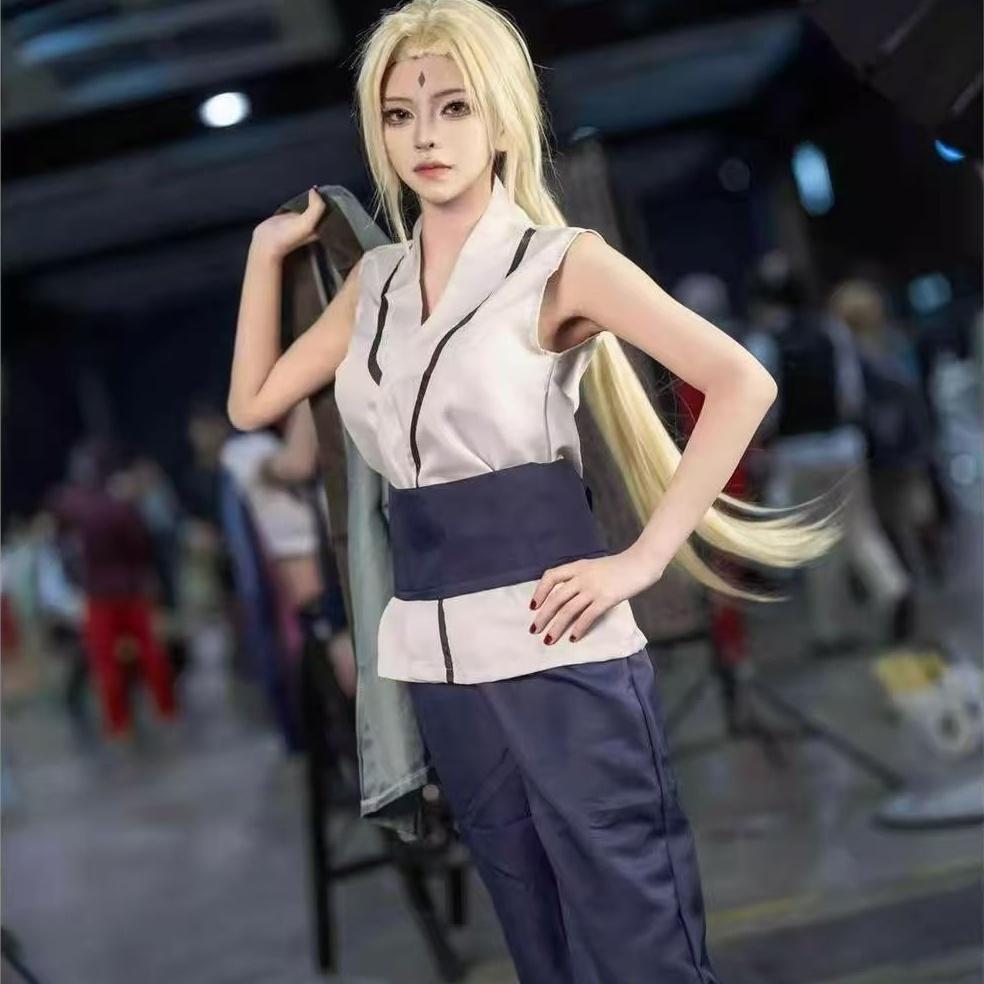 Naruto Shippuden Tsunade Cosplay Uniform, Female Fifth Hokage Konoha Ninja Role Play Costume for Anime Party