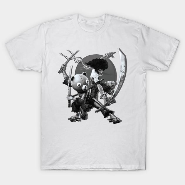 

T Shirt Women Black N White Samurai Harajuku Print Kawaii Tshirt Summer Short Sleeve Female T-Shirt Top Tee