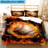 3PCS Flaming Football Artwork 3pcs Bedding,Including 3PCS Duvet Cover And 2pcs Pillowcases Perfect for Christmas,Ideal for Bedroom, Dormitory