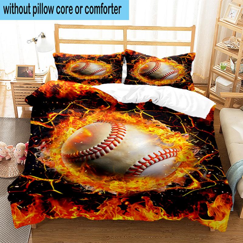 3PCS Flaming Football Artwork 3pcs Bedding,Including 3PCS Duvet Cover And 2pcs Pillowcases Perfect for Christmas,Ideal for Bedroom, Dormitory