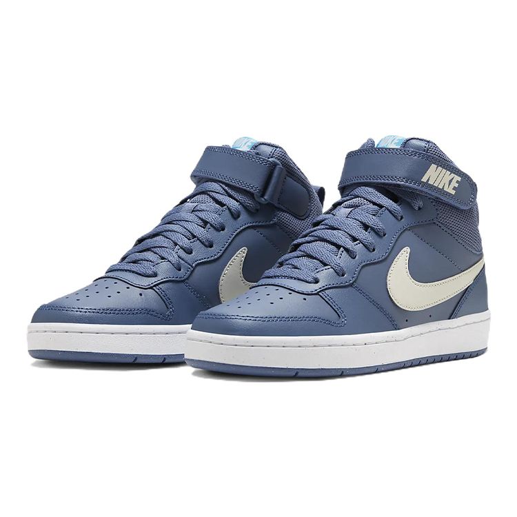 Nike Court Borough Mid 2 Leather Balance Support Mid-Top Kids Skate Shoes Kids Skate Shoes Blue White CD7782-402