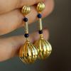 Original Design Retro Lapis Lazuli Earrings For Women Classic Laziness Antique Gold Crafts Glossy Round Beads Earings Jewelry