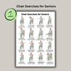 5Pcs Chair Balance Stretch Yoga Exercise Poster Set for Seniors Low-Impact Home Workout Plan for Elderly Anti-Fall & Mobility Guide Fitness Wall Art