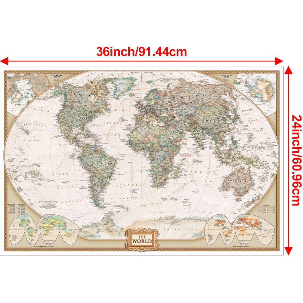 24*36inch/18*29inch Die Vintage Weltkarte Malerei Retro Wandkunst Poster Schulbedarf Heimdekoration,Tourismus/Bildungsmaterial