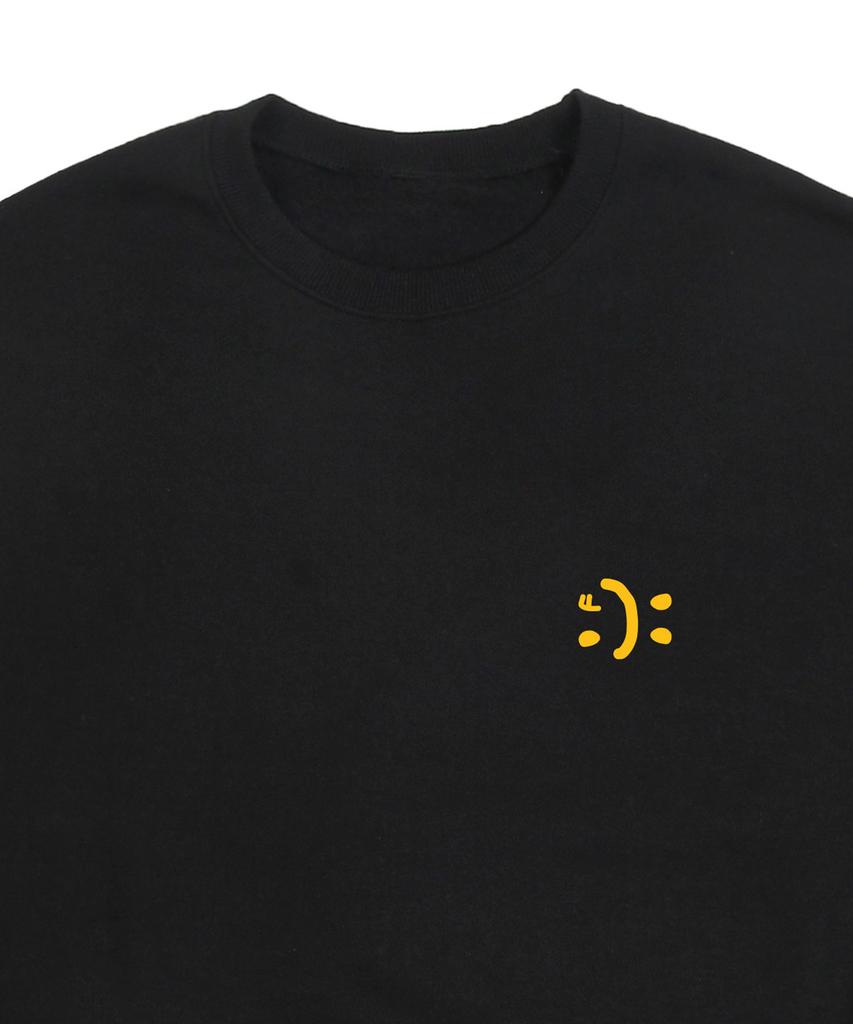 GRAVER [Unisex] Small Double Drawing Smile Sweatshirt_Black