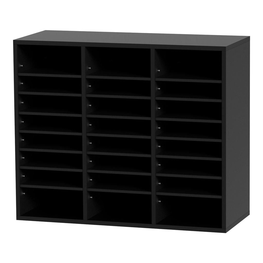 Wood Literature Organizer, 24 Compartments, File Sorter with Removable Shelves, Mailboxes Slot for Office Home Classroom Mailrooms Organization, EPA