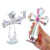 Cruz de Cristal Tallada a Mano Diseño Multifacético 360° Adorno de Pie Figura Religiosa Cristal Color AB Regalo Espiritual Cristianos