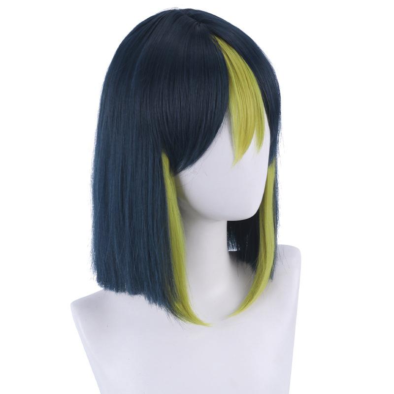 Game Genshin Impact Tighnari Cosplay Wig Tighnari Dark Blue Green Short Heat Resistant Synthetic Hair  Role Play Wigs + Wig Cap