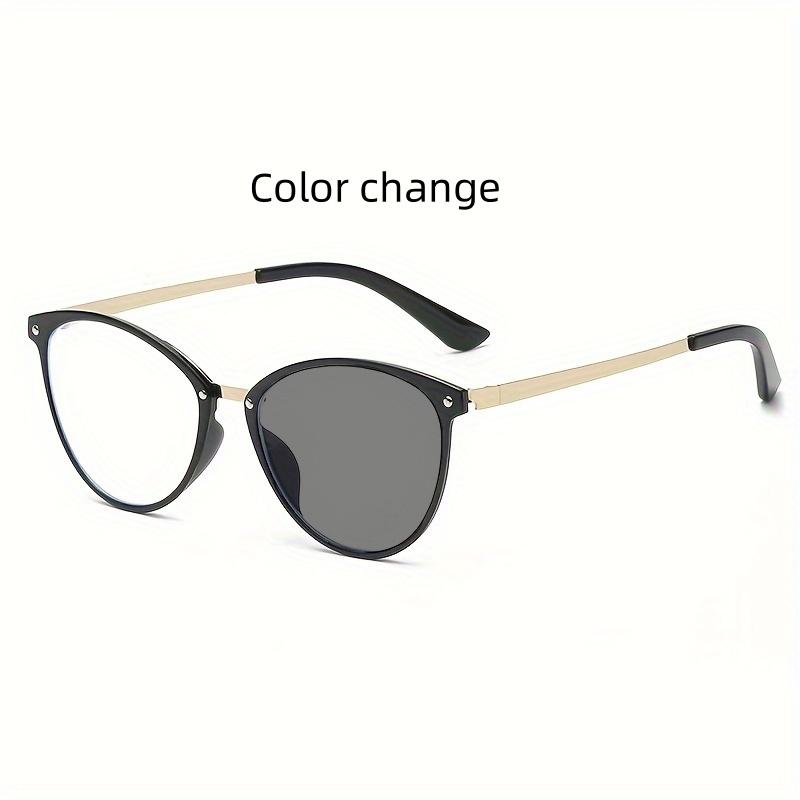 Fashionable Color Shift Sunglasses Unisex Anti Blue Light Glasses With Metal Frame Dual Purpose Eye Protection