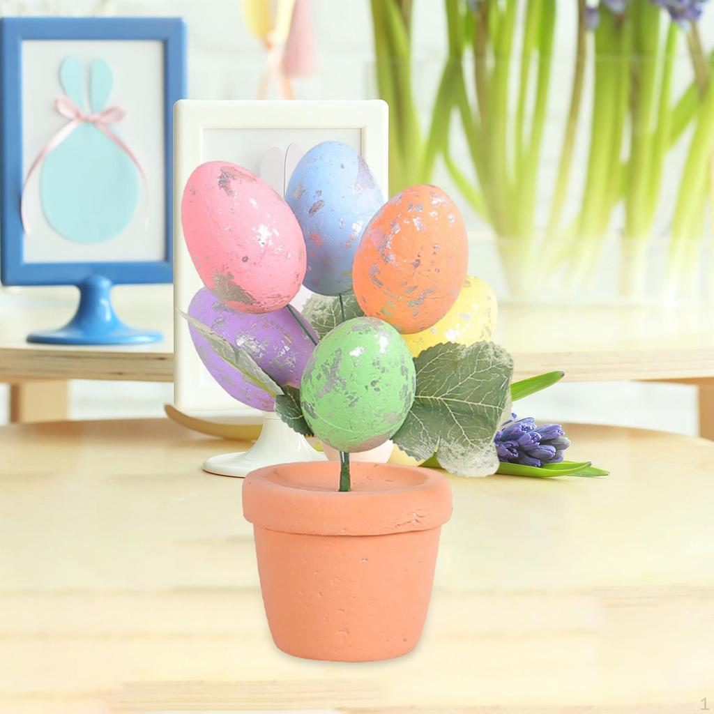 Easter Decoration Egg ,Foam Vase Desktop Ornament ,Artificial Flower Bouquet for Table
