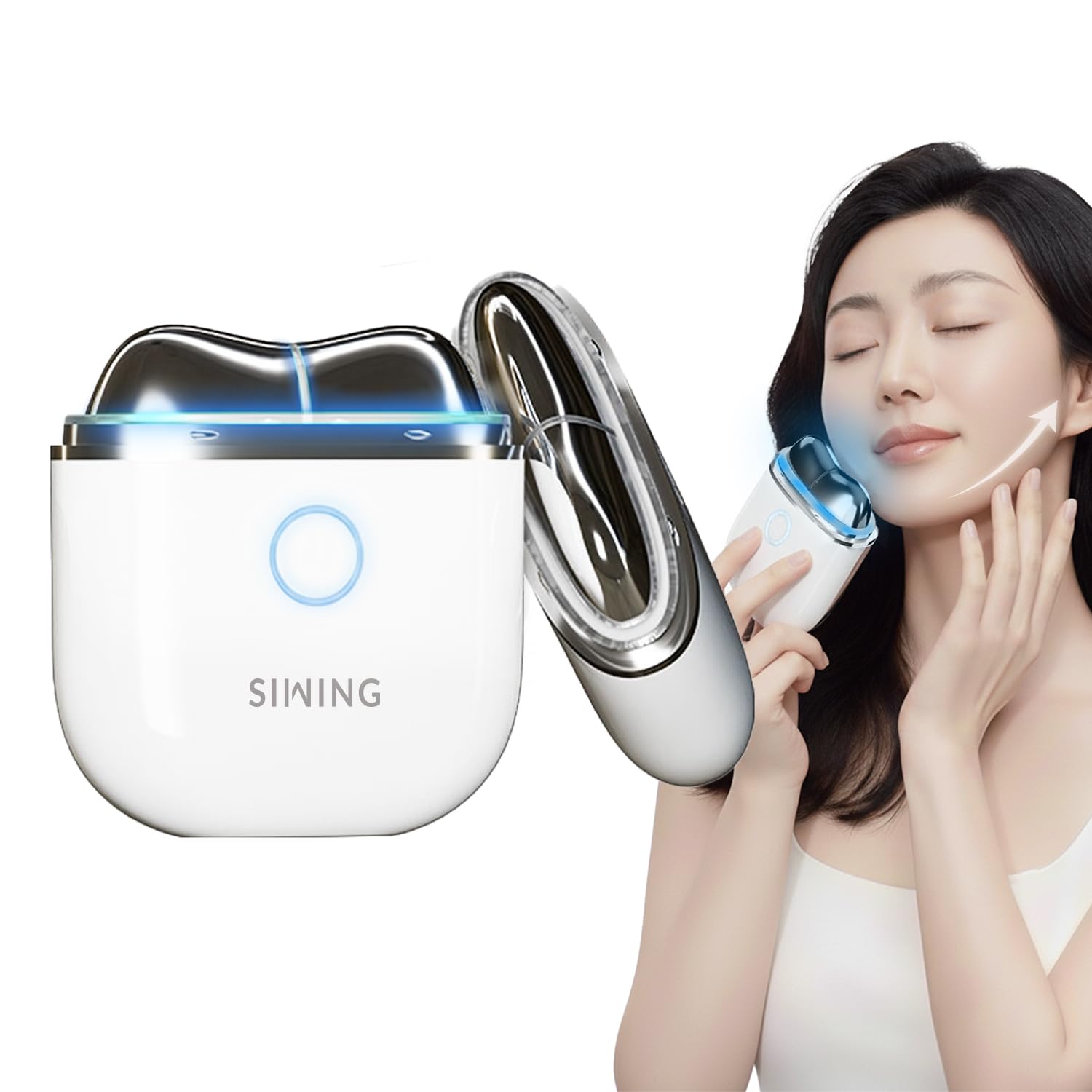 

SIWING Electric Facial Lift Gua with and LED 7 Adjustable Dual Use for Face and Body Perfect for Business and Includes Japanese Instruction White белый