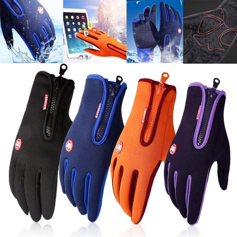 Vielseitige schwarze wasserdichte und winddichte Touchscreen-Handschuhe für Outdoor-Sportarten