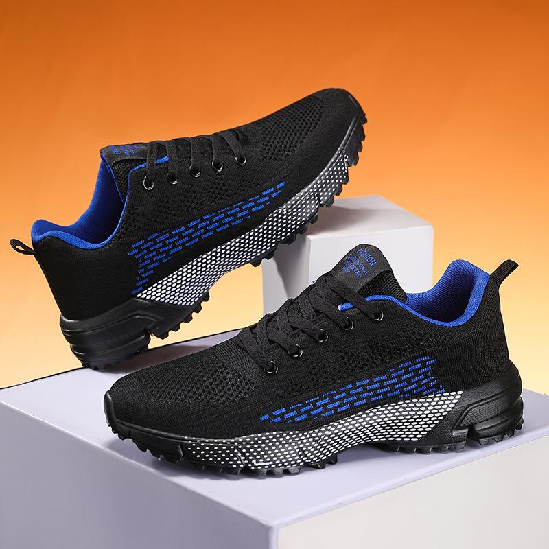 Large size spring men's and women's sports shoes off-road running shoes breathable and lightweight fly-woven mesh shoes couple running shoes