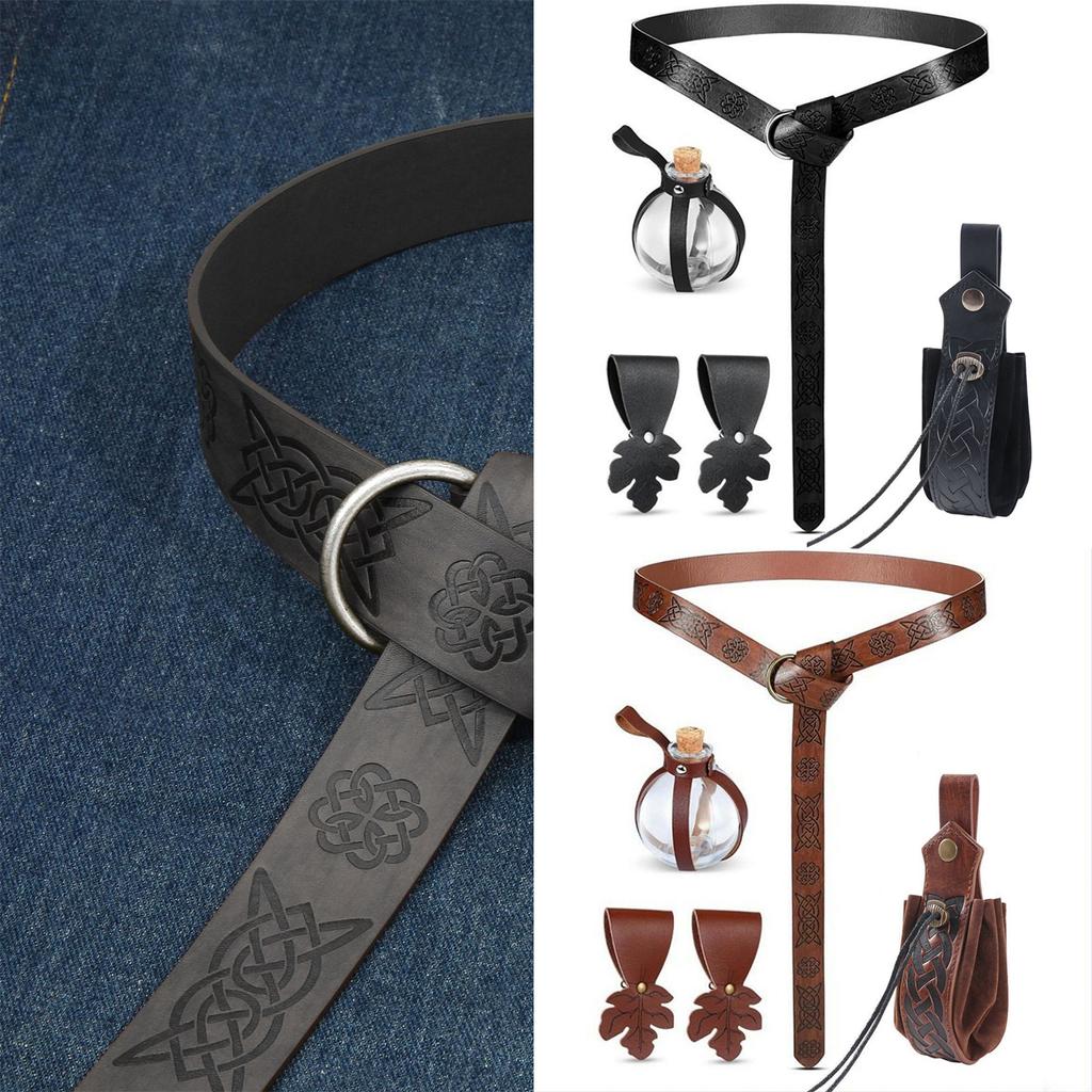 Medieval Accessory Embossed Belt with Coin Purse Halloween Dressingup Costume Waist Belt Pouch Carnivals Party Accessory