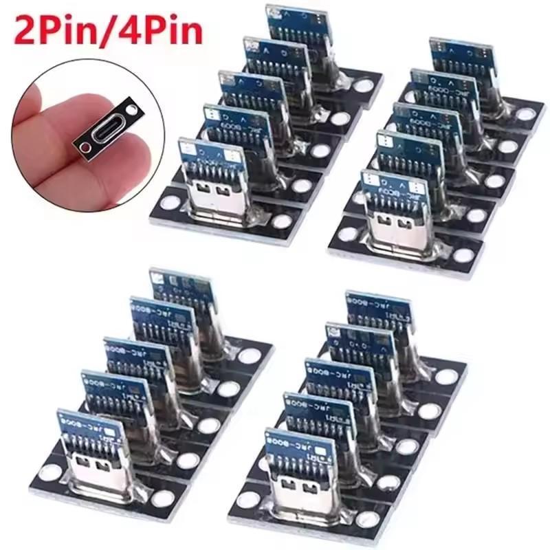5/10/20Pcs Type-C Female Connector USB 3.1 Type-C 2Pin 4Pin Charging Port Connectors TypeC Socket with Screw Fixing Plate