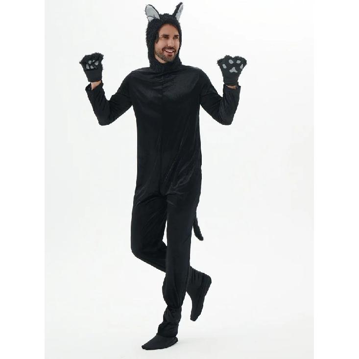 Adult Cosplay Black Cat Costume Animal Onesie Suitable for Halloween Party Dance Jumpsuits Costumes Props Suit Woman Men