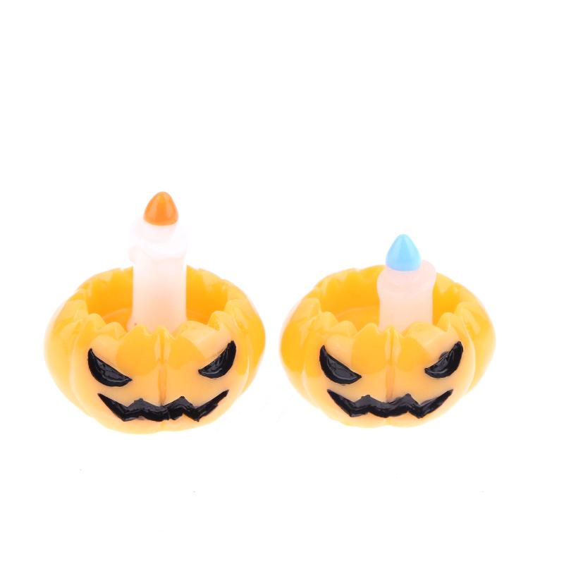 3Pcs/Set Dollhouse Pumpkin Lantern Candle Holder Model Halloween Mini Decoration Micro Landscape Horror Ornament Dollhouse Toys