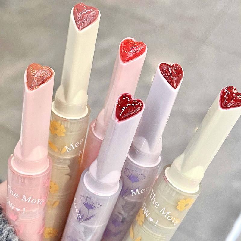 Water-Light Lip Glaze Mirror Glitter Lip Tint Long Lasting Moisturising Love Heart Shape Solid Lipstick Pen Lips Makeup Cosmetic