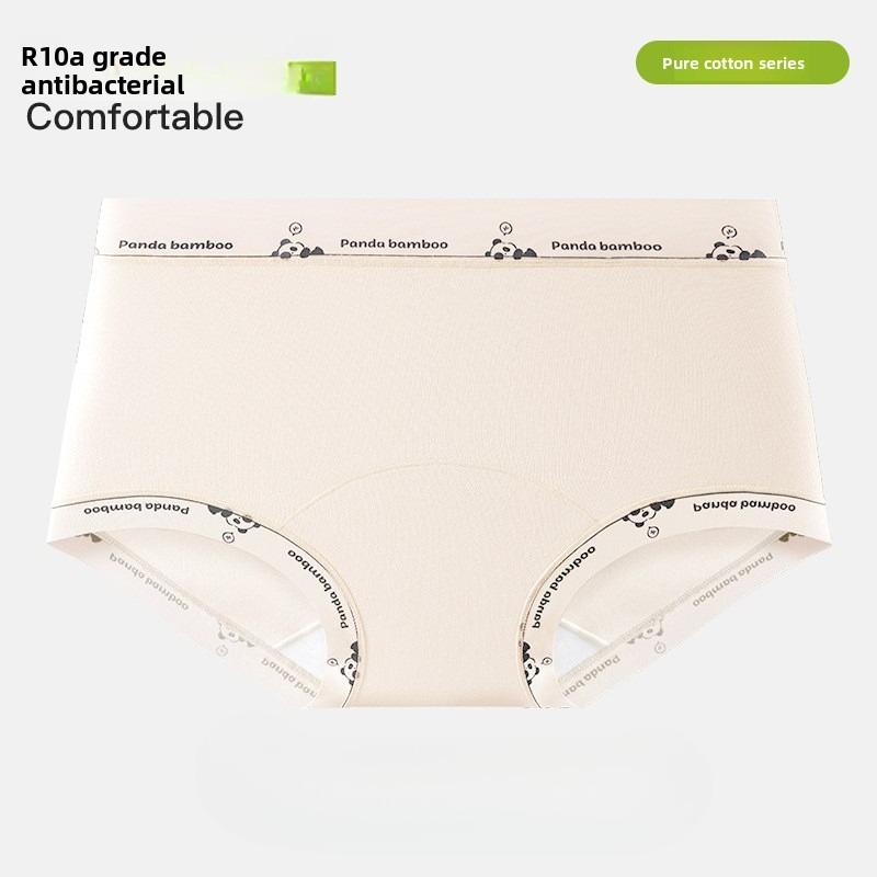 Female Spring and Autumn Letter Panda Cute Class A Pure Cotton 10A Antibacterial No Mark Mid-waist Breathable Briefs
