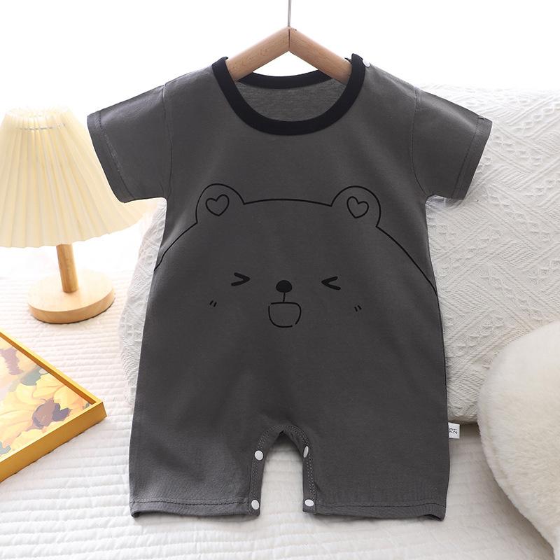 2026 Summer Kids O-Neck Short Sleeve Pajama-Rompers Baby Spring Short Crawling Clothes Cartoon Cotton Jumpsuit for Girl Boy