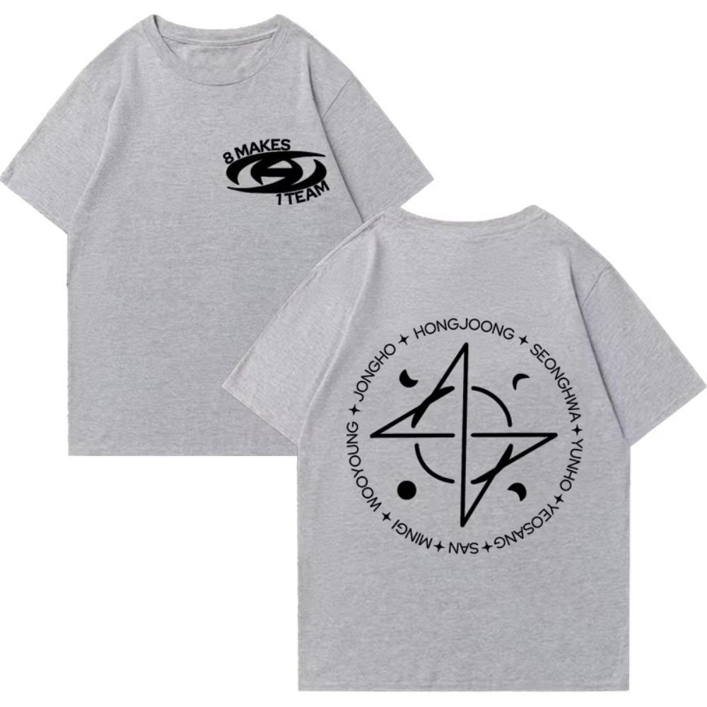 Kpop ATEEZ 8 Makes 1 Team Graphics T-Shirt 2025 Men's and Women's Vintage Top Summer 100% Cotton Short Sleeve T-Shirt