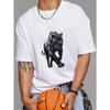 Crewneck T Shirt White Black Panther Graphic Print Casual Wear for Men