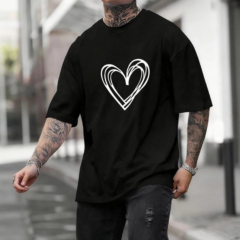Summer Cotton Mens T-shirt Printed Casual Short Sleeve Outdoors Sports Jogging Loose Tees Quality Black White T-shirt Streetwear