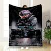 Lewis Hamilton Mercedes #44 Purple Helmet Rain F1 Racing Warm Printed Blanket for Living Room Couch