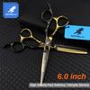 6.0 Inch Gmb-21 Nimpson, Black And Gold Hair Scissors, Hair Scissors, Flat Scissors, Bangs Scissors, Tooth Scissors