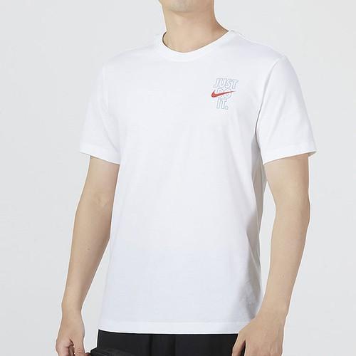 Nike Men's White Casual Letter Print Crew Neck T-Shirt