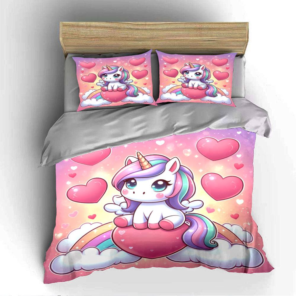 Cute Unicorn Rainbow Bedding Set Bedding Duvet Cover Set Duvet Cover Pillowcases (1 * Duvet Cover 2 * Pillowcases, without duvet insert)